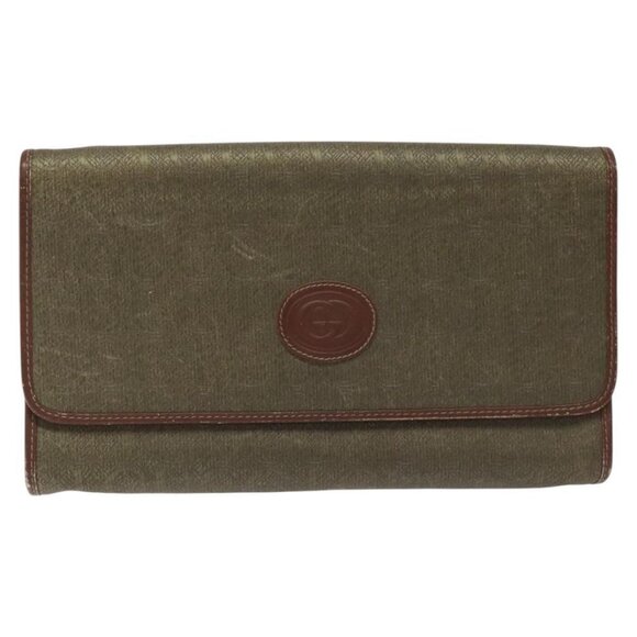 GUCCI Shoulder Bag Canvas Khaki 004 084 0289 Auth - Picture 1 of 14